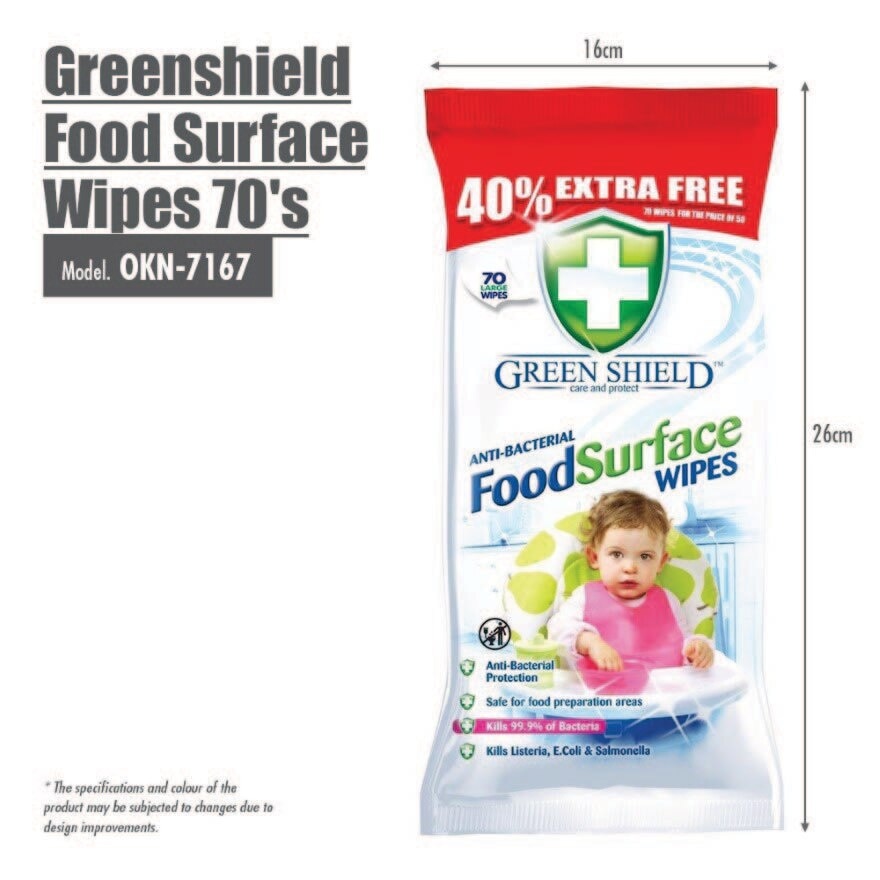 Greenshield Food Surface Wet Wipes 70s