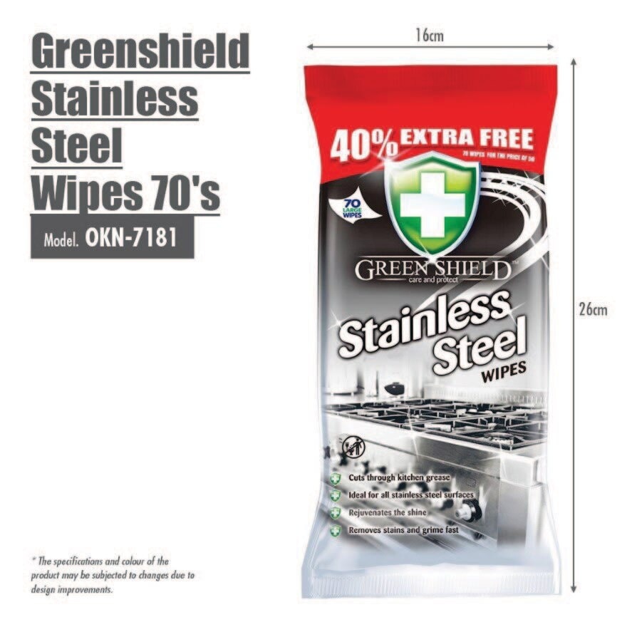 Greenshield Stainless Steel Wet Wipes 70s