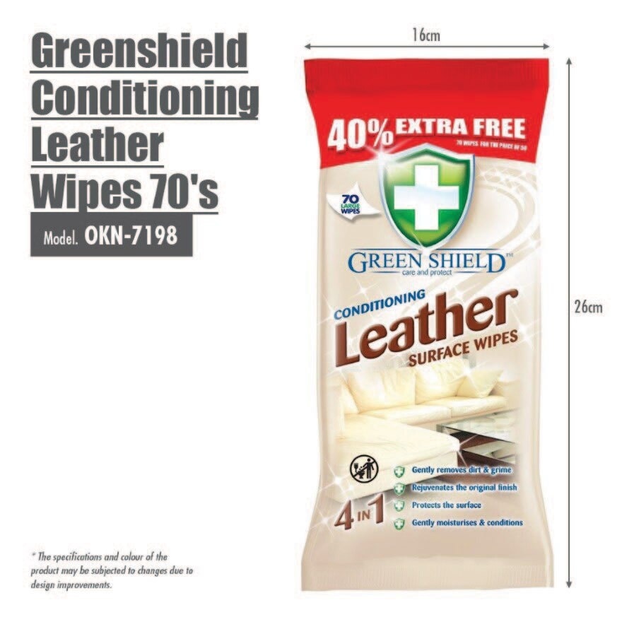Greenshield Conditioning Leather Wet Wipes 70s