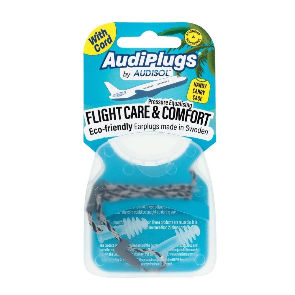 Flight Care & Comfort Eco-Friendly Earplug Pair (With Cord & Handy Carry Case) 1s