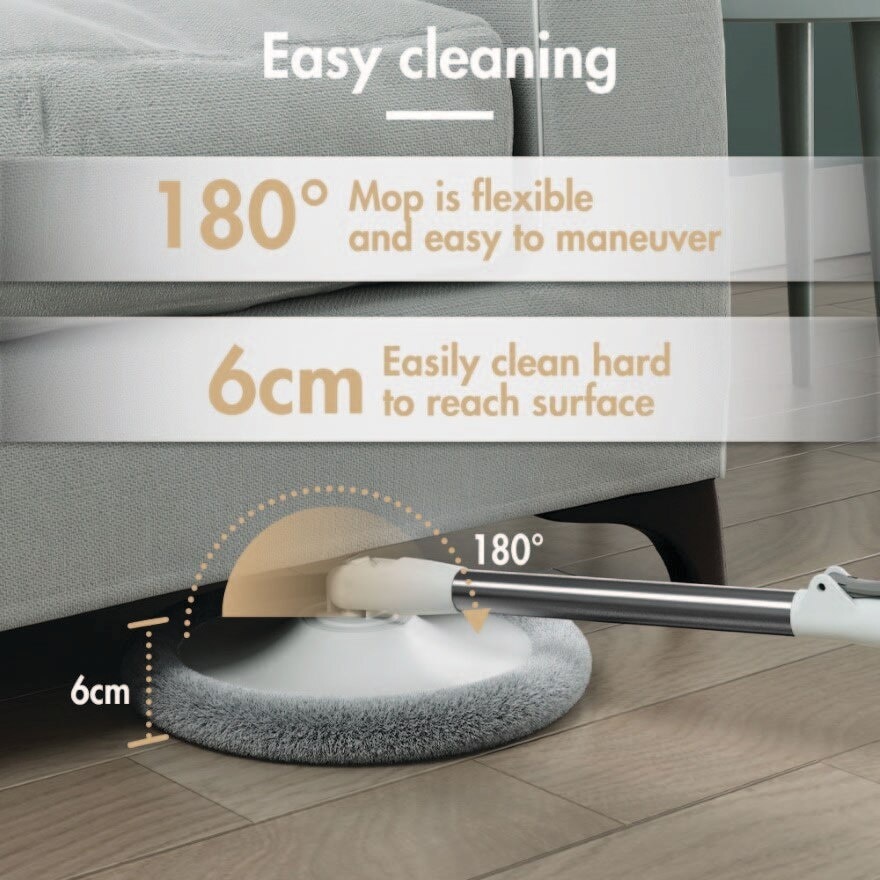 Clean Water Spin Mop Grey (Dual bucket system + Separates clean and dirty water) 1s