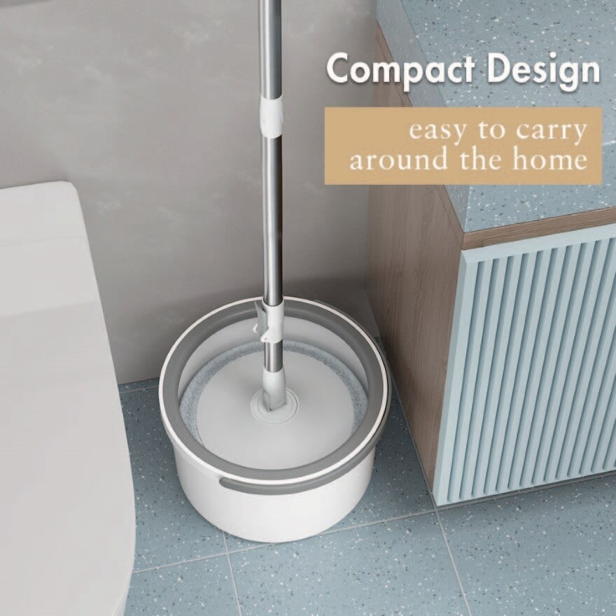 Clean Water Spin Mop Grey (Dual bucket system + Separates clean and dirty water) 1s