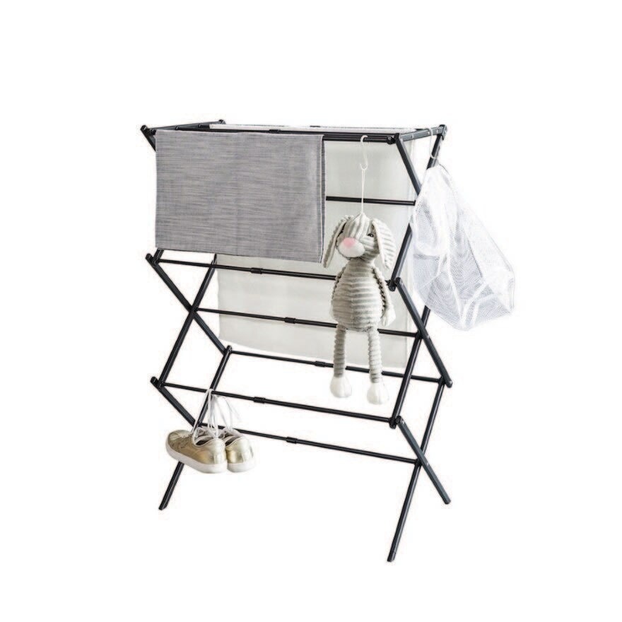 Compact X Extendable Drying Rack Black (Three-tier rack + 11 drying rods) 1s