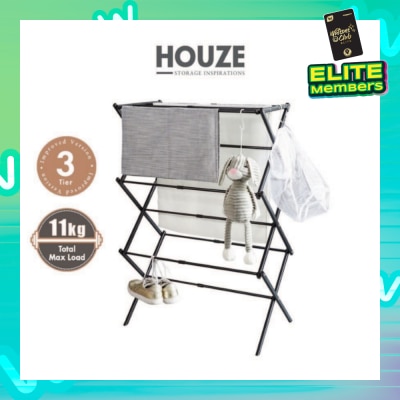 HOUZE Compact X Extendable Drying Rack Black (Three-tier rack + 11 drying rods) 1s