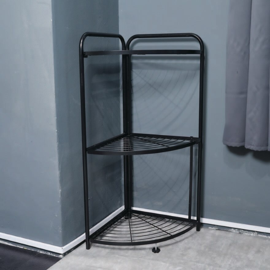 3 Tier Foldable Corner Shelf Black 1s