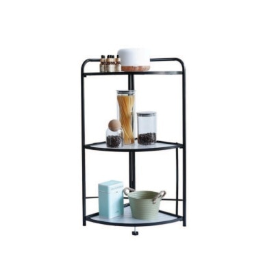 HOUZE 3 Tier Foldable Corner Shelf Black 1s