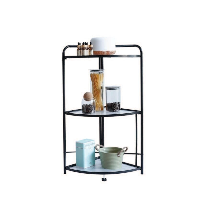 3 Tier Foldable Corner Shelf Black 1s