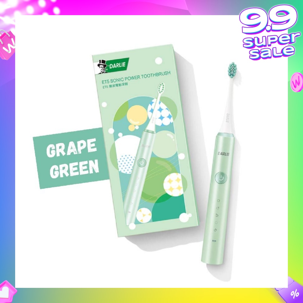 ET5 Sonic Power Rechargeable Electric Toothbrush Grape Green Color (5 Superior Cleaning Modes) 1s