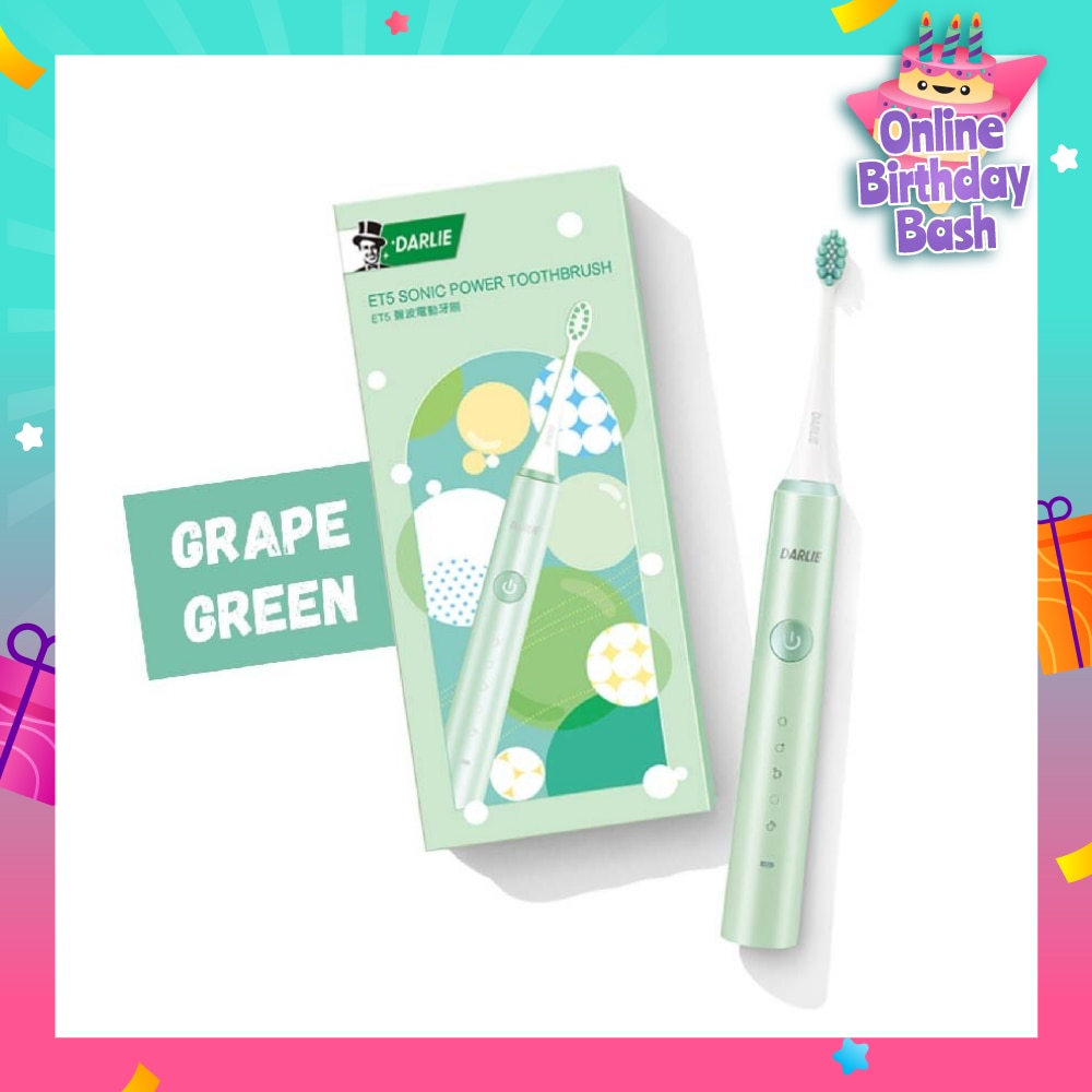 ET5 Sonic Power Rechargeable Electric Toothbrush Grape Green Color (5 Superior Cleaning Modes) 1s