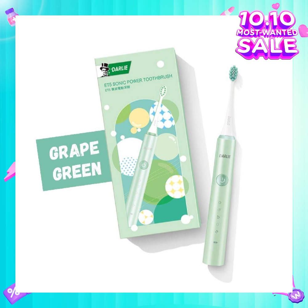 ET5 Sonic Power Rechargeable Electric Toothbrush Grape Green Color (5 Superior Cleaning Modes) 1s