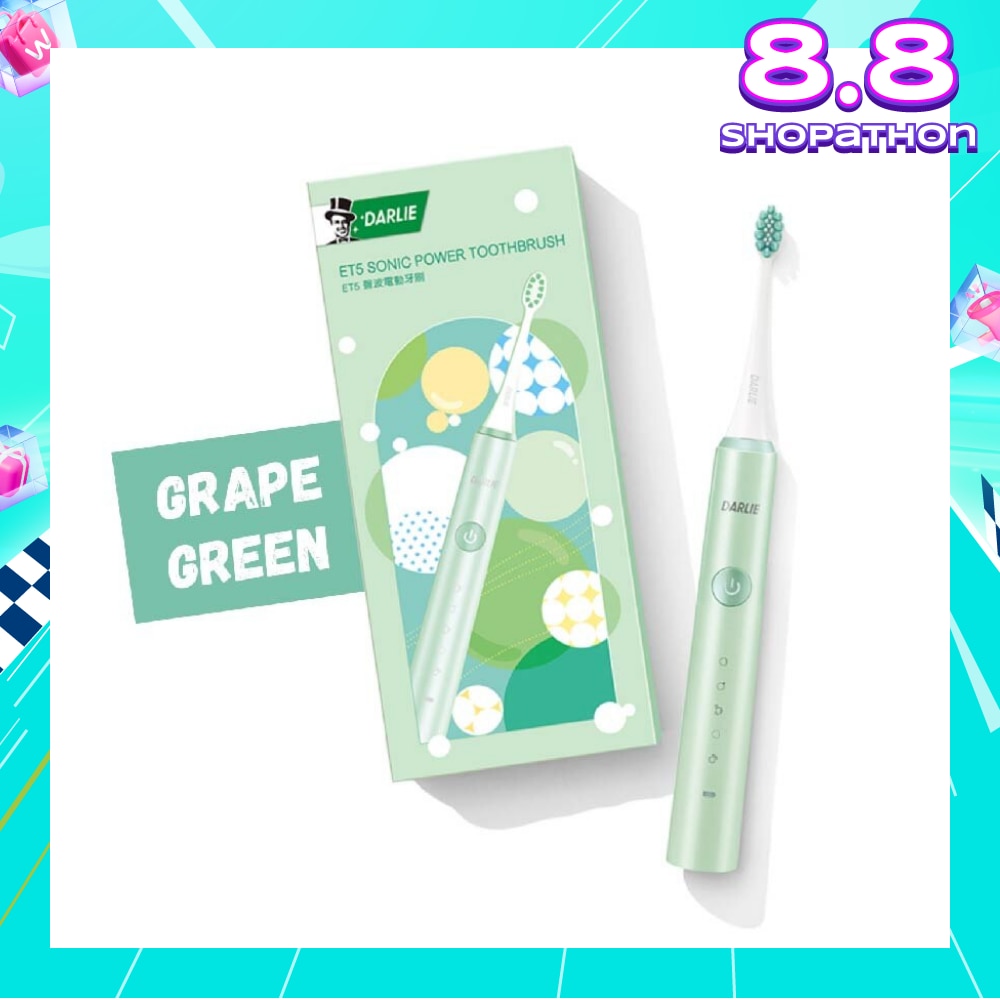 ET5 Sonic Power Rechargeable Electric Toothbrush Grape Green Color (5 Superior Cleaning Modes) 1s