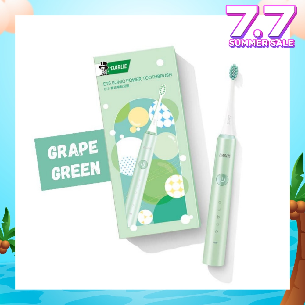 ET5 Sonic Power Rechargeable Electric Toothbrush Grape Green Color (5 Superior Cleaning Modes) 1s