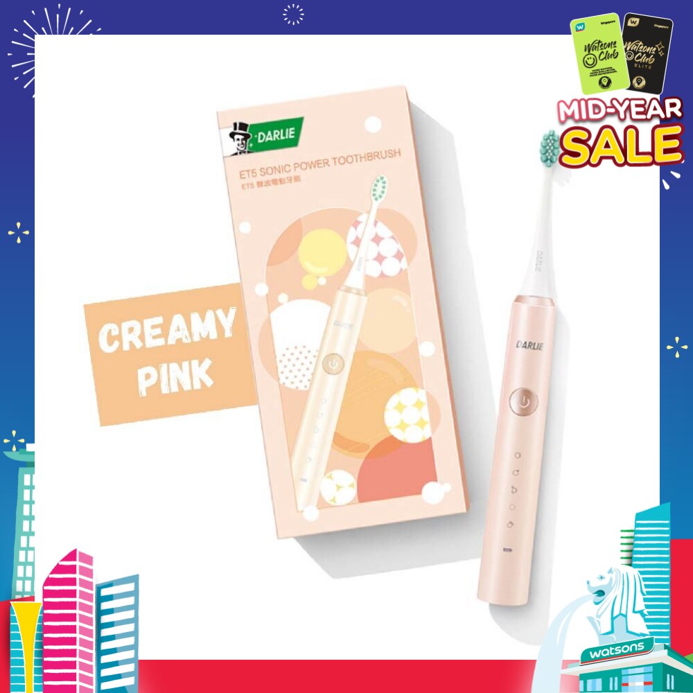 ET5 Sonic Power Rechargeable Electric Toothbrush Creamy Pink Color 1s (Expiry: Aug`2025)