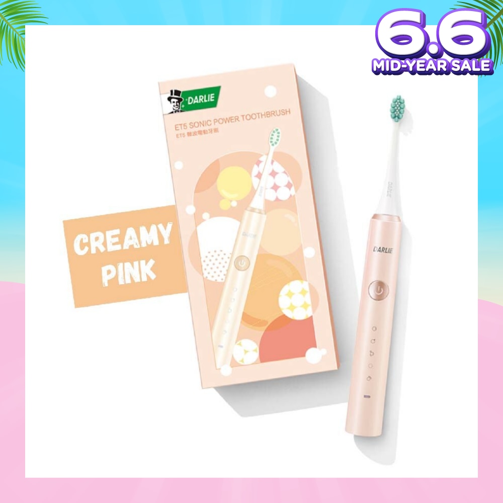 ET5 Sonic Power Rechargeable Electric Toothbrush Creamy Pink Color 1s (Expiry: Aug`2025)