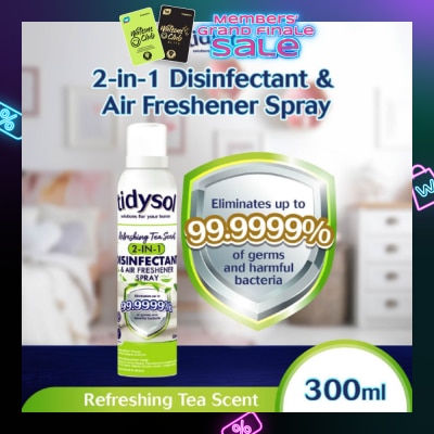 TIDYSOL Tidysol Refreshing Tea Scent 2-in-1 Disinfectant & Air Freshener Spray 300ml (Kills up to 99.9999% germs)