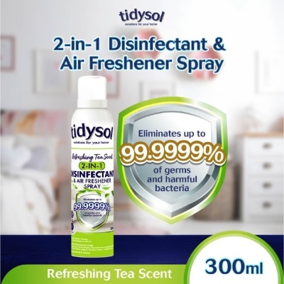 TIDYSOL Tidysol Refreshing Tea Scent 2-in-1 Disinfectant & Air Freshener Spray 300ml (Kills up to 99.9999% germs)