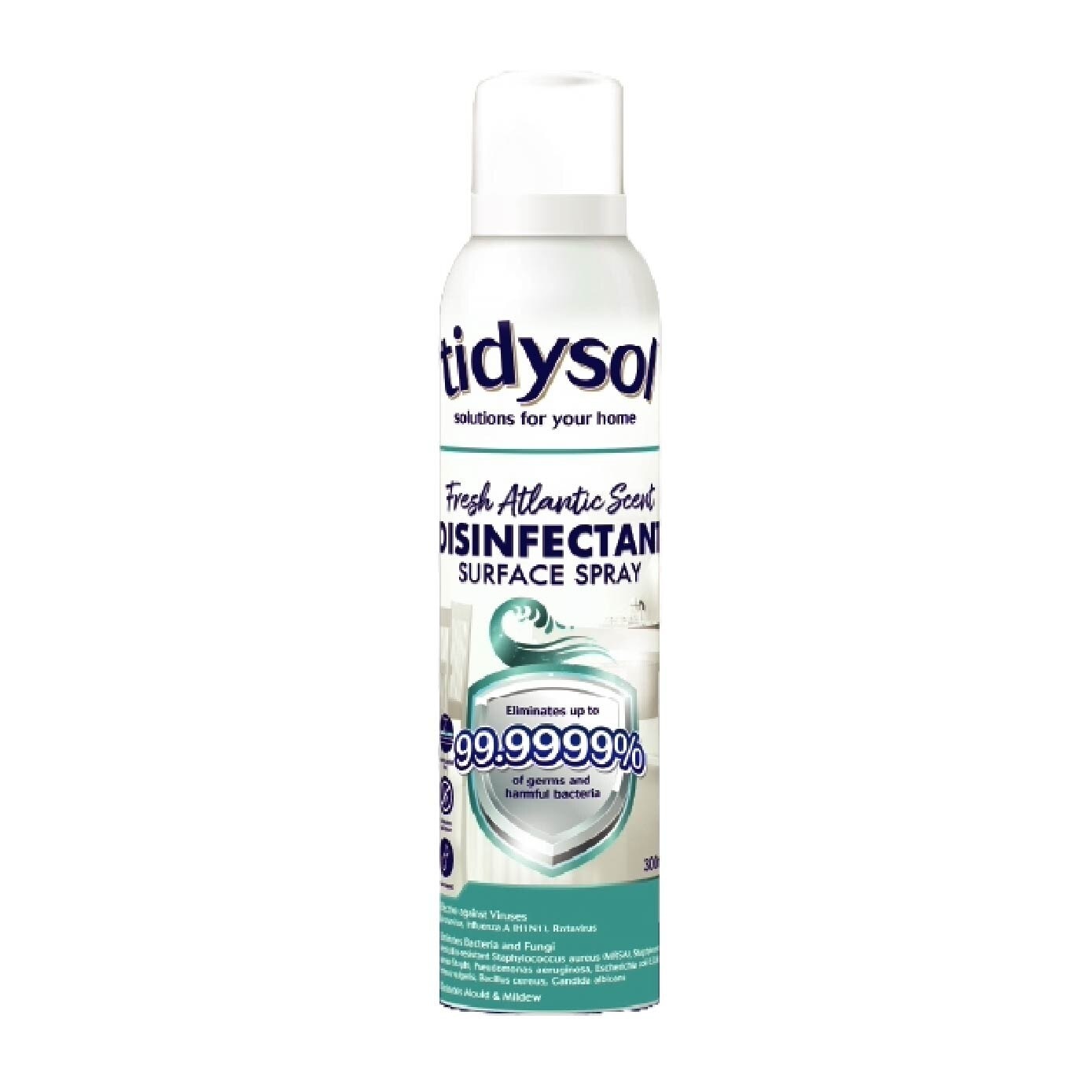 Tidysol Fresh Atlantic Scent Disinfectant Spray 300ml (Kills up to 99.9999% germs + 30 days Antimicrobial Film)