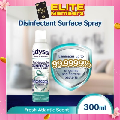 TIDYSOL Tidysol Fresh Atlantic Scent Disinfectant Spray 300ml (Kills up to 99.9999% germs + 30 days Antimicrobial Film)