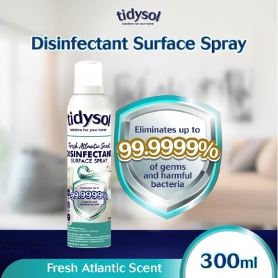 TIDYSOL Tidysol Fresh Atlantic Scent Disinfectant Spray 300ml (Kills up to 99.9999% germs + 30 days Antimicrobial Film)