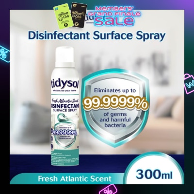 TIDYSOL Tidysol Fresh Atlantic Scent Disinfectant Spray 300ml (Kills up to 99.9999% germs + 30 days Antimicrobial Film)