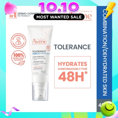 AVÈNE Tolerance Hydra 10 Hydrating Fluid (Moisturiser for sensitive skin + Fragrance free + Preservative free) 40ml image