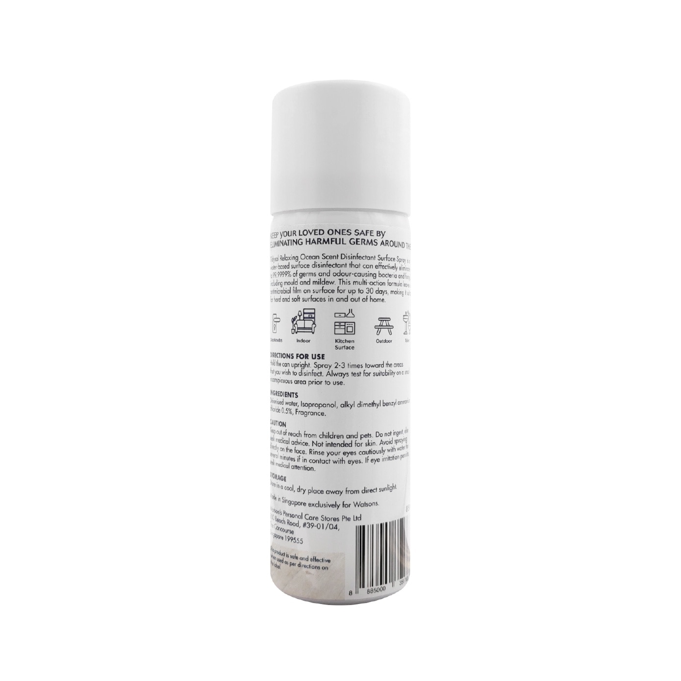 Fresh Ocean Scent Disinfectant Spray (Kills up to 99.9999% germs + 30 days Antimicrobial Film, Pet-friendly, Non-toxic) 85ml