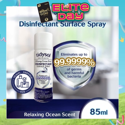 TIDYSOL - Fresh Ocean Scent Disinfectant Spray (Kills up to 99.9999% germs + 30 days Antimicrobial Film, Pet-friendly, Non-toxic) 85ml