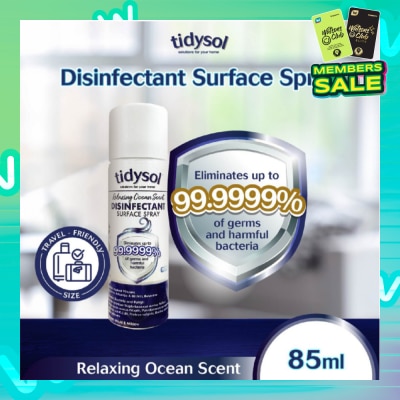 TIDYSOL Tidysol Fresh Ocean Scent Disinfectant Spray 85ml (Kills up to 99.9999% germs + 30 days Antimicrobial Film)