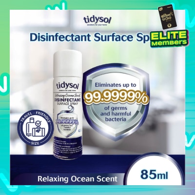 TIDYSOL Tidysol Fresh Ocean Scent Disinfectant Spray 85ml (Kills up to 99.9999% germs + 30 days Antimicrobial Film)