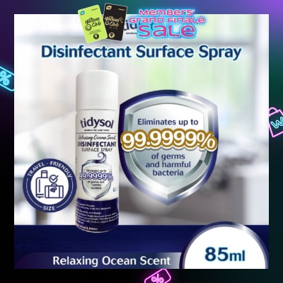 TIDYSOL Tidysol Fresh Ocean Scent Disinfectant Spray 85ml (Kills up to 99.9999% germs + 30 days Antimicrobial Film)