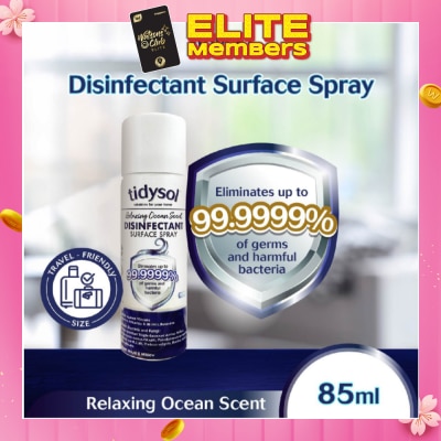 TIDYSOL Tidysol Fresh Ocean Scent Disinfectant Spray 85ml (Kills up to 99.9999% germs + 30 days Antimicrobial Film)