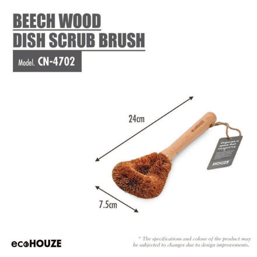 Beech Wood Dish Scrub Brush (Flexible + Heat-resistant) 1s