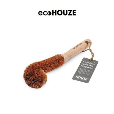 HOUZE Beech Wood Deep Scrub Brush (Curved Brush Head for Drinkware) 1s