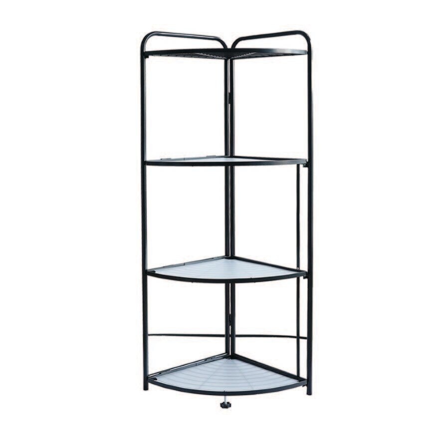 4 Tier Foldable Corner Shelf Black 1s