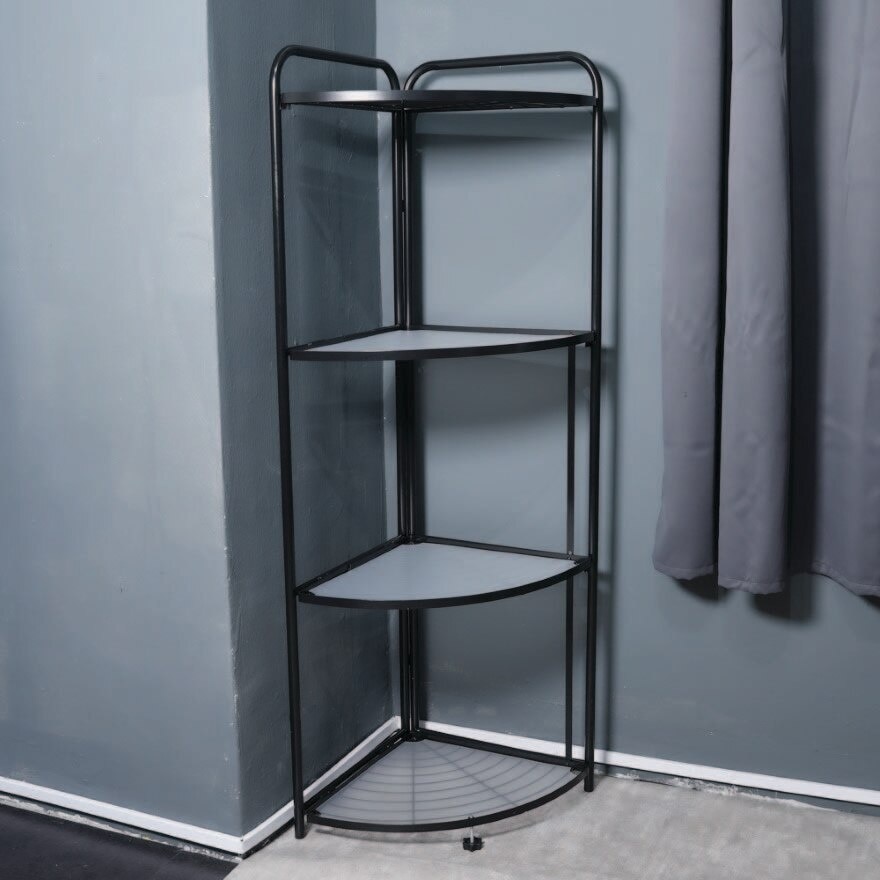 4 Tier Foldable Corner Shelf Black 1s