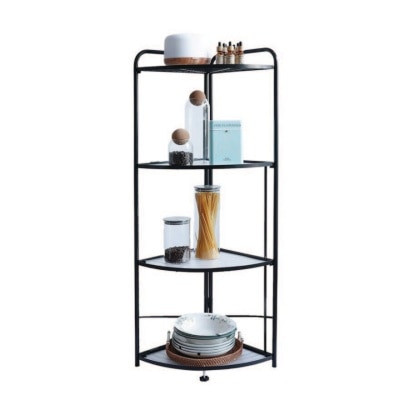 HOUZE 4 Tier Foldable Corner Shelf Black 1s