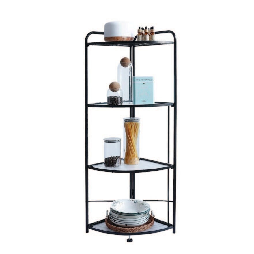 4 Tier Foldable Corner Shelf Black 1s