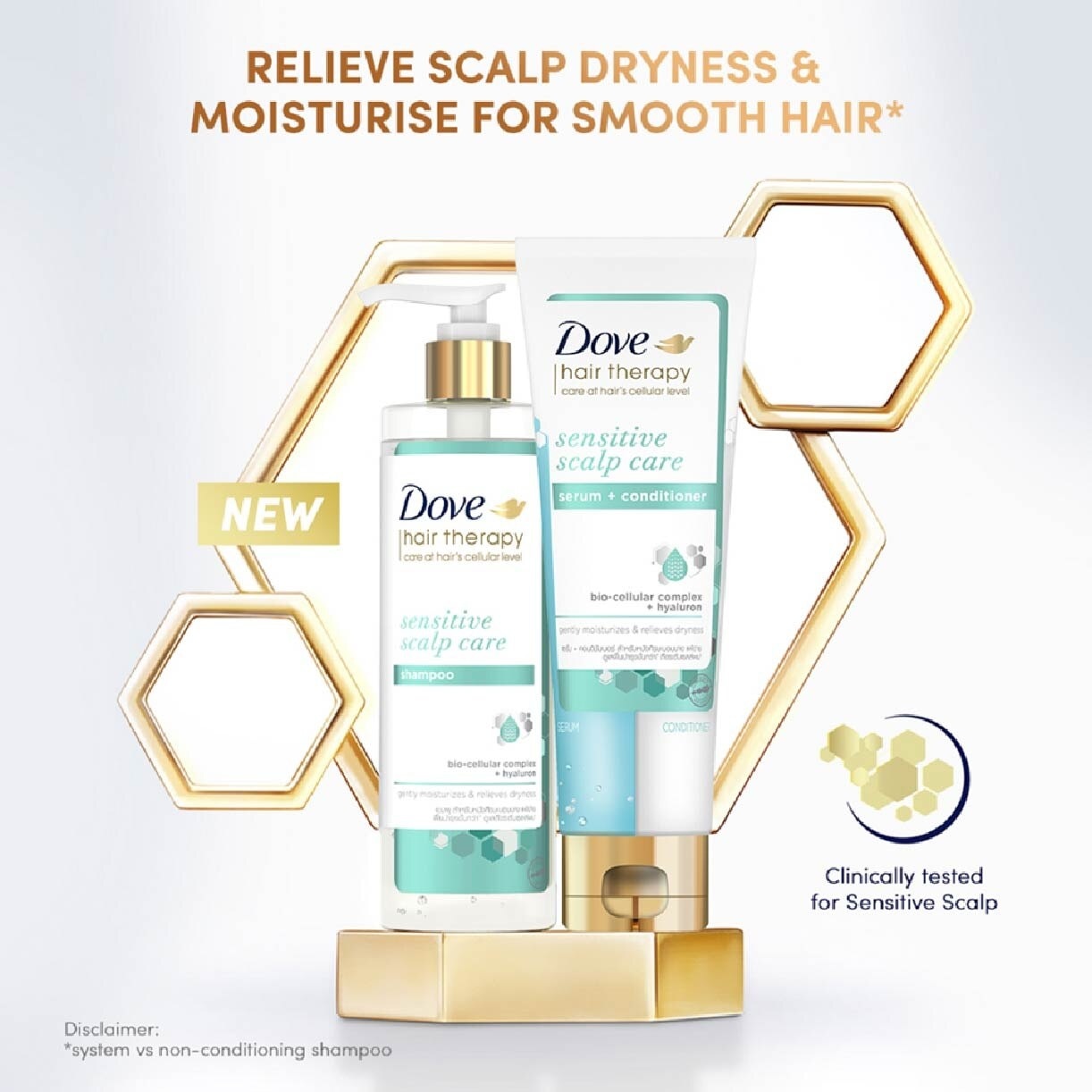 Dove Hair Therapy Sensitive Scalp Care Shampoo 380ml (For Dry Hair & Sensitive Scalp) <BR>