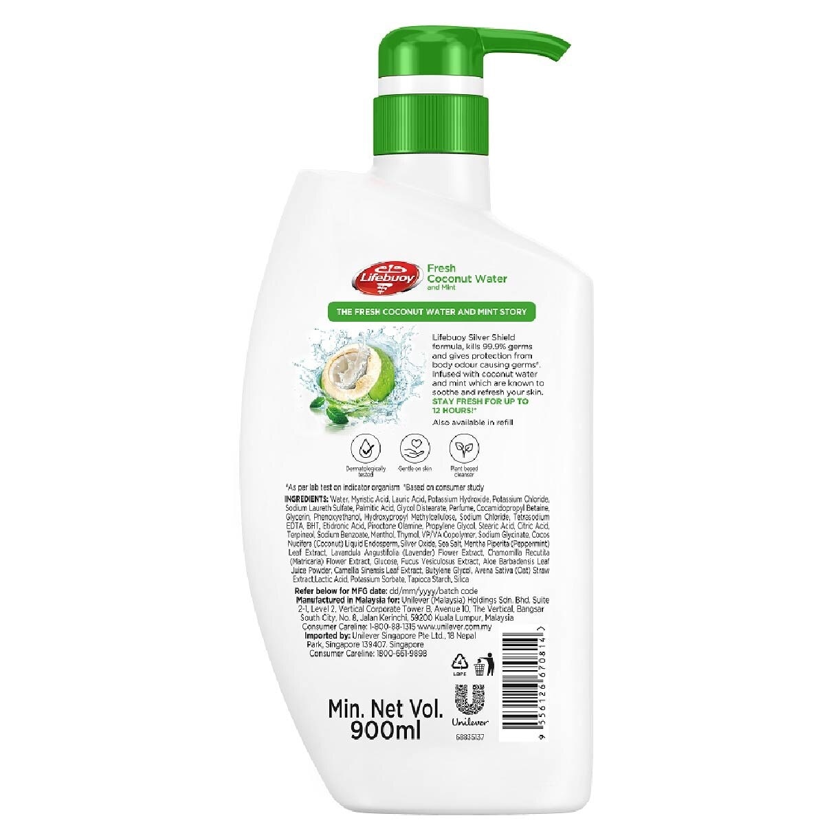 Lifebuoy Fresh Coconut Water & Mint Antibacterial Bodywash 900ml