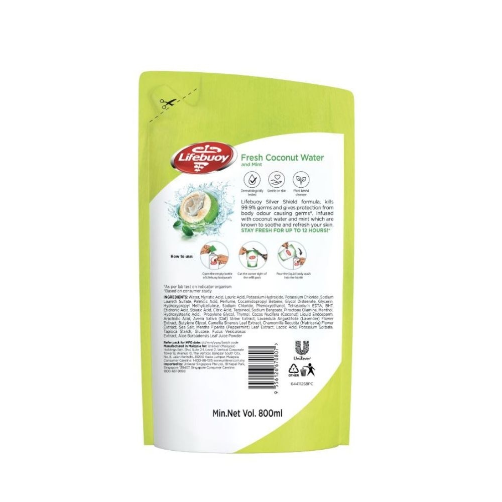 Lifebuoy Fresh Coconut Water & Mint Antibacterial Bodywash 800ml