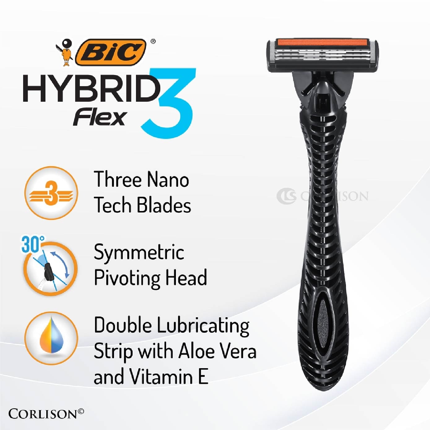 Flex 3 Hybrid Disposable Shaver consists Handle 1s + Nano Tech Blade 4s