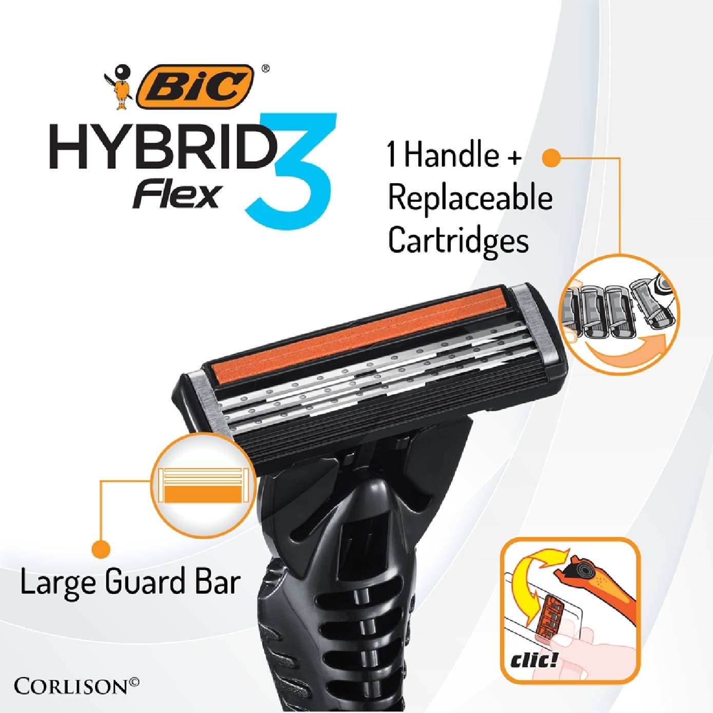 Flex 3 Hybrid Disposable Shaver consists Handle 1s + Nano Tech Blade 4s