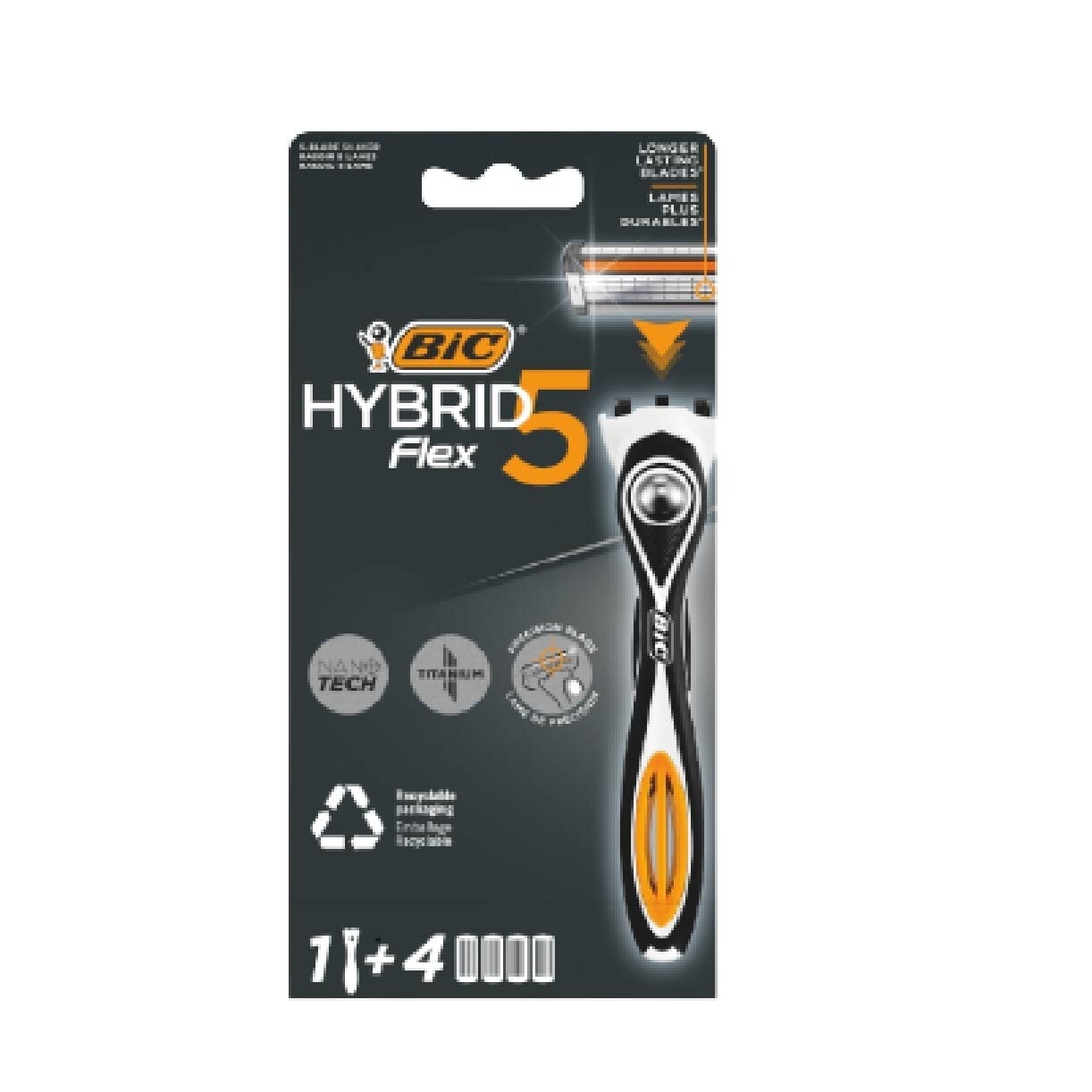 Hybrid Flex 5 Disposable Shaver consists Handle 1s + Nano Tech Blade 5s