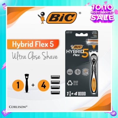 BIC Hybrid Flex 5 Disposable Shaver consists Handle 1s + Nano Tech Blade 5s