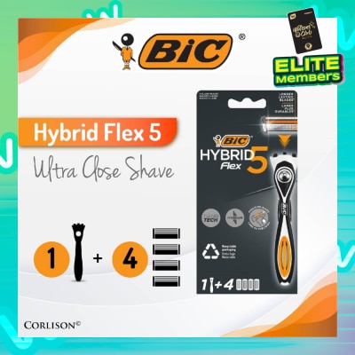 BIC Hybrid Flex 5 Disposable Shaver consists Handle 1s + Nano Tech Blade 5s