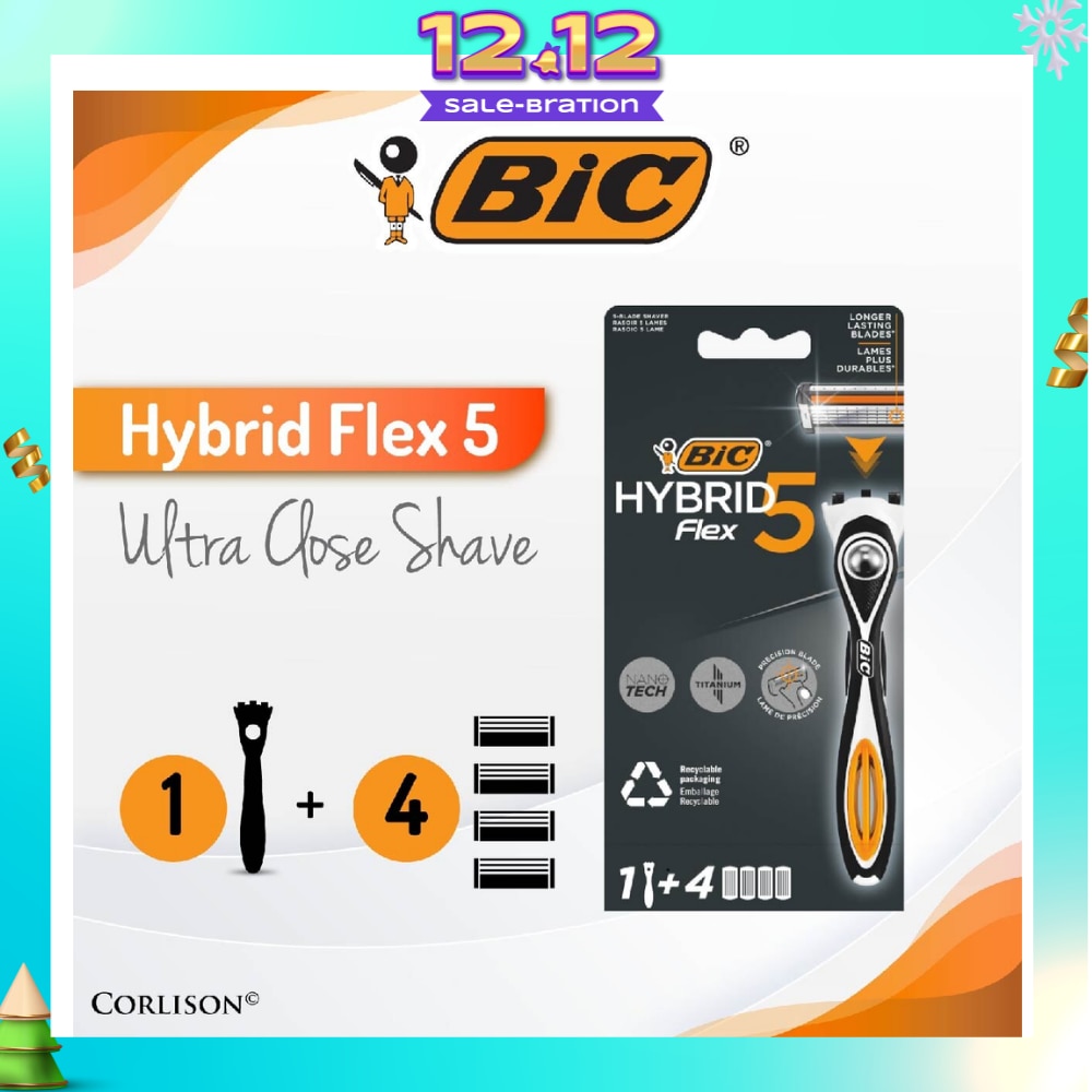 Hybrid Flex 5 Disposable Shaver consists Handle 1s + Nano Tech Blade 5s