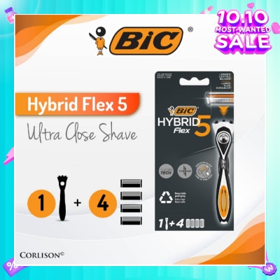 BIC Hybrid Flex 5 Disposable Shaver consists Handle 1s + Nano Tech Blade 5s