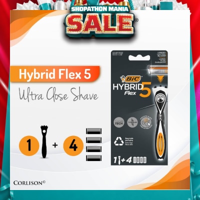 BIC - Hybrid Flex 5 Disposable Shaver consists Handle 1s + Nano Tech Blade 5s