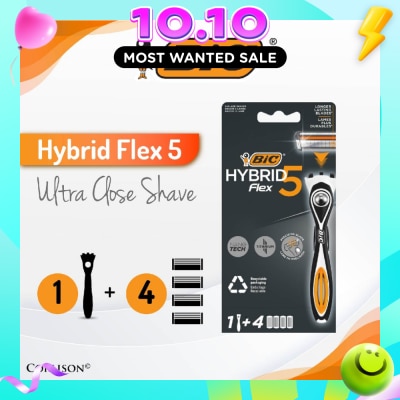 BIC Hybrid Flex 5 Disposable Shaver consists Handle 1s + Nano Tech Blade 5s image