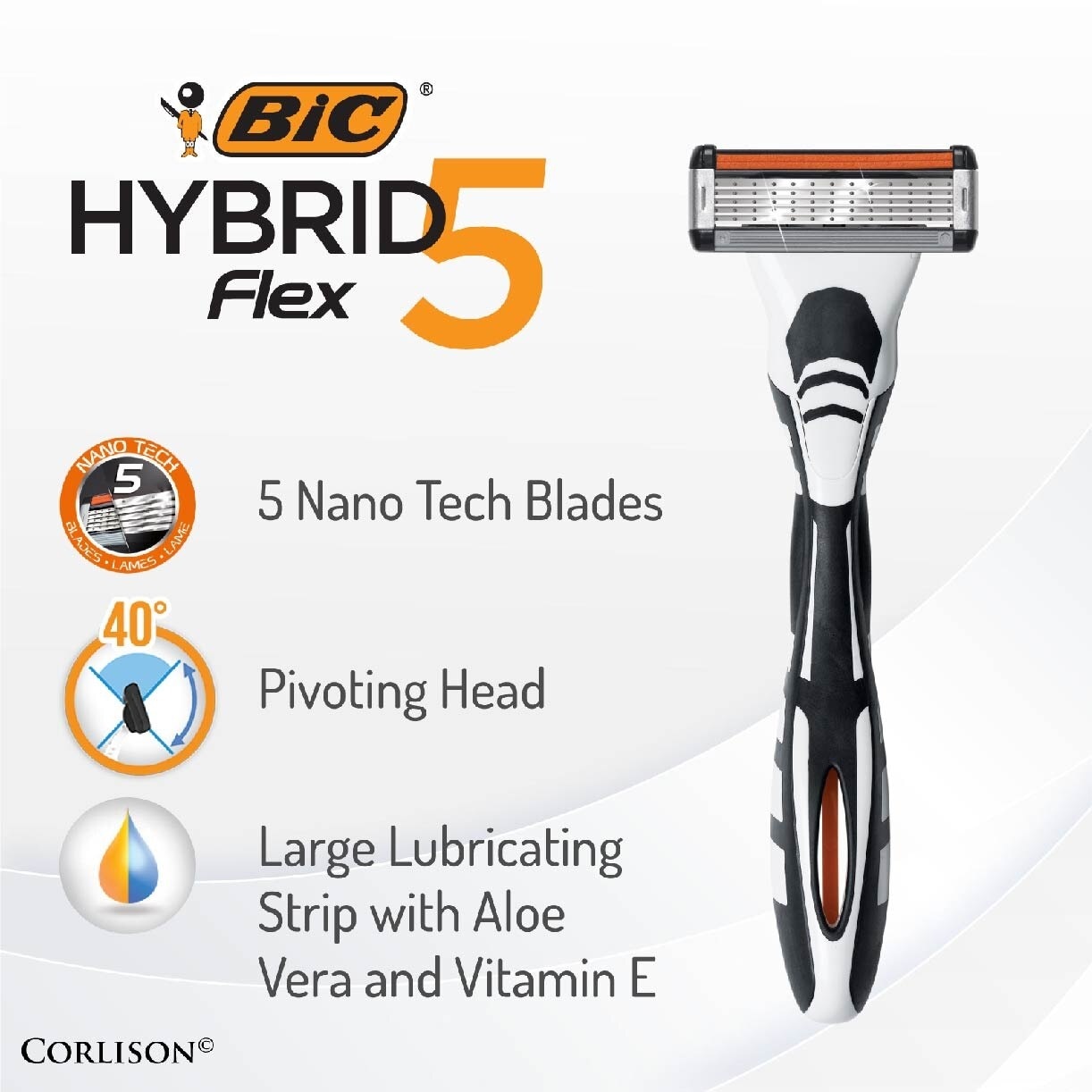 Hybrid Flex 5 Disposable Shaver consists Handle 1s + Nano Tech Blade 5s